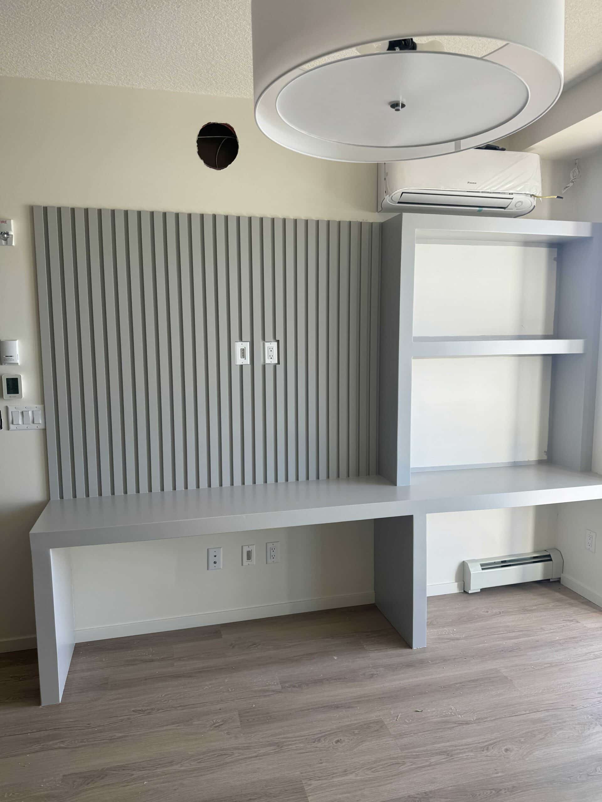 Freshly painted modern interior walls completed by Calgary interior painters.